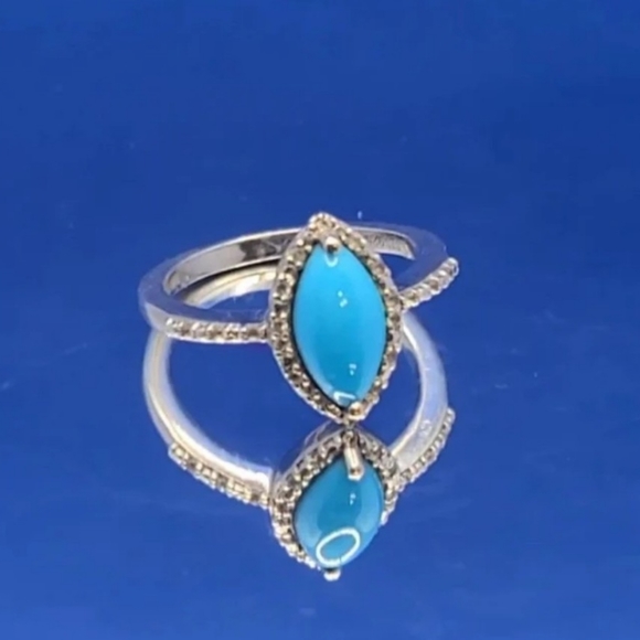 NWT Natural Arizona Sleeping Beauty Turquoise & Zircon Ring Size 7 - Picture 11 of 13